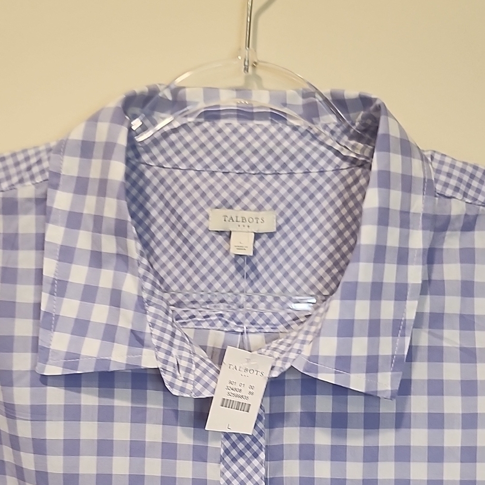 Talbots Light Purple and White Gingham Button-Down Shirt - Picture 3 of 10